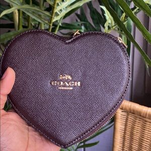 Dark Purple Heart Coach Wristlet